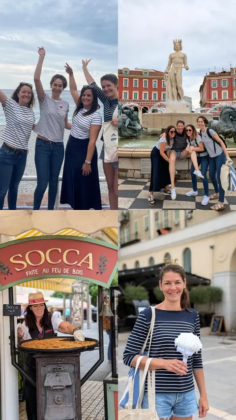Groupe de copines pendant la chasse au tr&eacute;sor EVJF &agrave; Nice