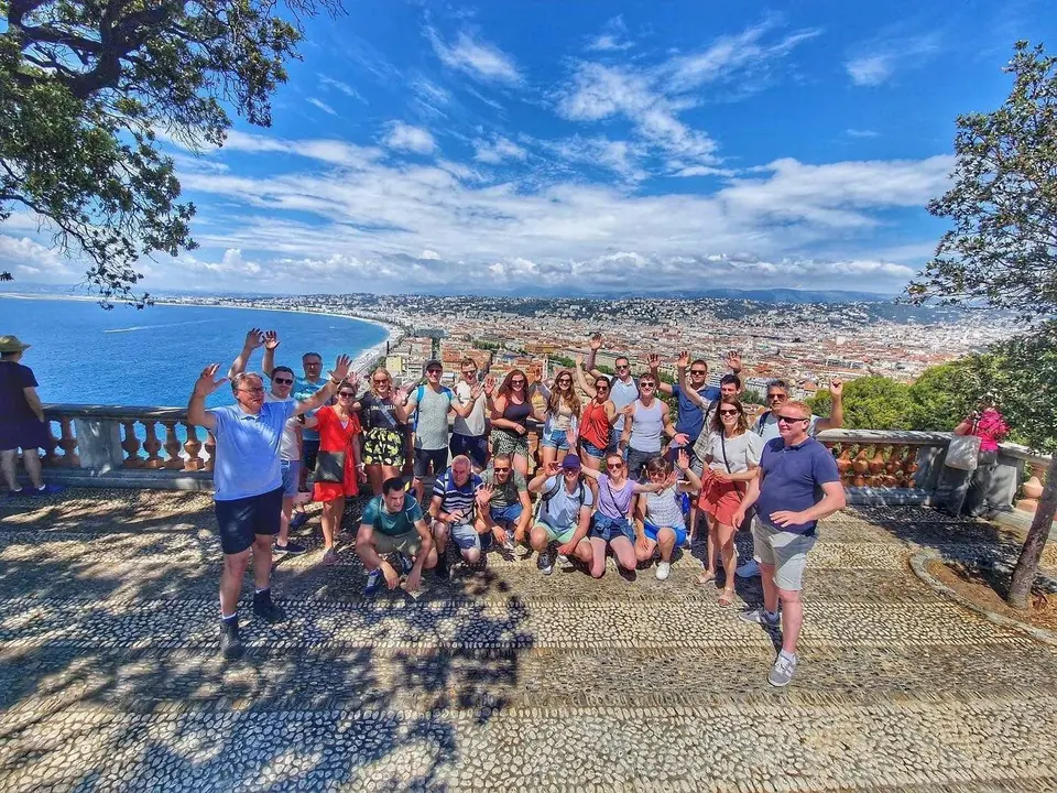 Group during an outdoor team building event in Nice
