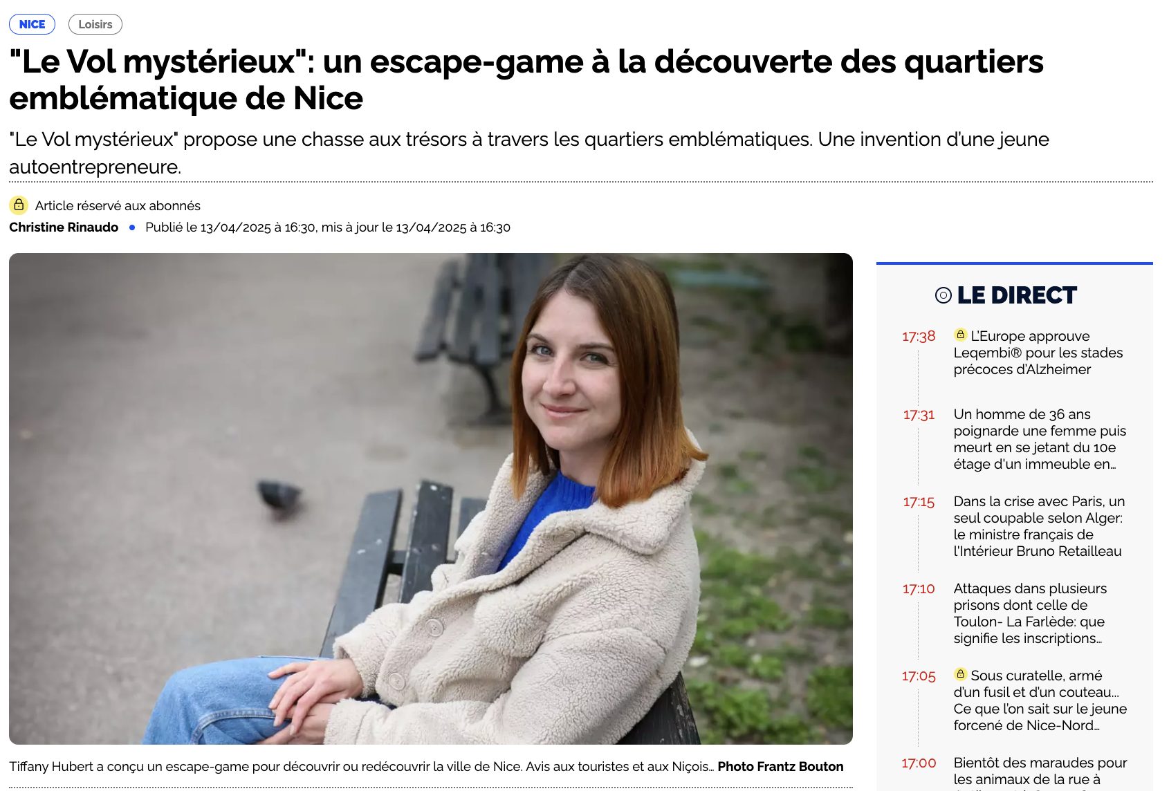 article nice matin escape nice