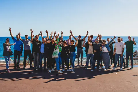 Team gathered for an Escape Nice team building event