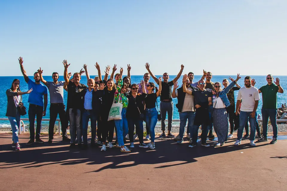 Company group during a team building escape game in Nice